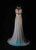 Classy Prom Dresses 1950s A line Halter Multi Colors Chiffon With Beads Vintage Long Parties Gowns Evening Dress HZ0311