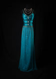 Classy Prom Dresses 1950s A line V Neck Blue With Beads Gem Vintage Long Parties Gowns Evening Dress HZ0311