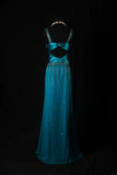 Classy Prom Dresses 1950s A line V Neck Blue With Beads Gem Vintage Long Parties Gowns Evening Dress HZ0311