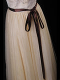 Simple A Line Scoop Neck With Half Sleeves Tulle Lace Bridesmaid Dresses HZ0311
