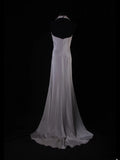 Simple Mermaid V Neck Gray Satin With Pleated Long Bridesmaid Dresses HZ0311