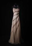 Vintage A line Spaghetti Straps Champagne Chiffon Long Formal Old 1950s Prom Dresses Night Outfits Party Gowns HZ0311