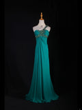 Vintage A line One Shoulder Blue Chiffon Long Formal Old 1950s Prom Dresses Night Outfits Party Gowns HZ0311