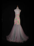 Vintage Style Mermaid Sweetheart 1950s Tulle Pink With Appliques Long Formal Prom Dresses Night Outfits Party Gowns HZ0311