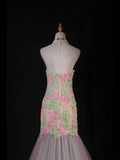 Vintage Style Mermaid Sweetheart 1950s Tulle Pink With Appliques Long Formal Prom Dresses Night Outfits Party Gowns HZ0311