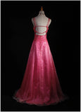 Vintage A line Spaghetti Straps Pink Backless Long Formal Old 1950s Prom Dresses Night Outfits Party Gowns HZ0311