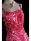 Vintage A line Spaghetti Straps Pink Backless Long Formal Old 1950s Prom Dresses Night Outfits Party Gowns HZ0311