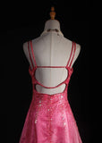 Vintage A line Spaghetti Straps Pink Backless Long Formal Old 1950s Prom Dresses Night Outfits Party Gowns HZ0311