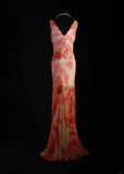 Classy Prom Dresses 1950s Mermaid V Neck Floral Chiffon Vintage Long Parties Gowns Evening Dress HZ0311