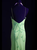 Classy Prom Dresses 1950s Mermaid Spaghetti Straps Chiffon Mint Green Beaded Long Parties Gowns Evening Dress HZ0311