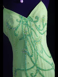 Classy Prom Dresses 1950s Mermaid Spaghetti Straps Chiffon Mint Green Beaded Long Parties Gowns Evening Dress HZ0311