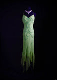 Classy Prom Dresses 1950s Mermaid Spaghetti Straps Chiffon Mint Green Beaded Long Parties Gowns Evening Dress HZ0311