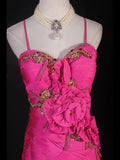 Classy Prom Dresses 1950s Mermaid Spaghetti Straps Chiffon Hot Pink Layered Beaded Long Parties Gowns Evening Dress HZ0311