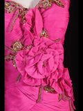 Classy Prom Dresses 1950s Mermaid Spaghetti Straps Chiffon Hot Pink Layered Beaded Long Parties Gowns Evening Dress HZ0311
