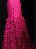 Classy Prom Dresses 1950s Mermaid Spaghetti Straps Chiffon Hot Pink Layered Beaded Long Parties Gowns Evening Dress HZ0311