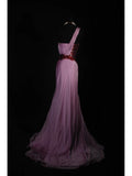 Vintage Mermaid One Shoulder Lilac Chiffon Long Formal Old 1950s Prom Dresses Night Outfits Party Gowns HZ0311