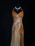 Classy Prom Dresses 1950s Mermaid Halter Chiffon With Beaded Long Parties Gowns Evening Dress HZ0311
