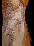 Classy Prom Dresses 1950s Mermaid Halter Chiffon With Beaded Long Parties Gowns Evening Dress HZ0311