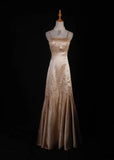 Classy Prom Dresses 1950s Mermaid Spaghetti Strap Champagne With Beaded Long Parties Gowns Evening Dress HZ0311