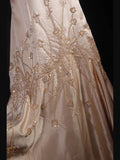 Classy Prom Dresses 1950s Mermaid Spaghetti Strap Champagne With Beaded Long Parties Gowns Evening Dress HZ0311