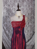 Classy Prom Dresses 1950s Mermaid One Shoulder Floral Burgundy Wine Red Long Parties Gowns Evening Dress HZ0311