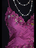 Classy Prom Dresses 1950s A line Spaghetti Straps Grape Tulle Long Parties Gowns Evening Dress HZ0311