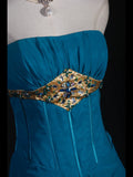 Vintage Mermaid Strapless Blue Chiffon Long Formal Old 1950s Prom Dresses Night Outfits Party Gowns HZ0311