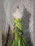 Classy Prom Dresses 1950s Mermaid Spaghetti Straps Green Tulle Long Parties Gowns Evening Dress HZ0311