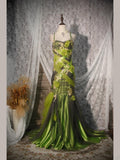 Classy Prom Dresses 1950s Mermaid Spaghetti Straps Green Tulle Long Parties Gowns Evening Dress HZ0311