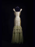 Classy Prom Dresses 1950s Mermaid Square Neck Green Long Parties Gowns Evening Dress HZ0311