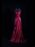 Vintage Prom Dresses Inspiration Mermaid V Neck Fuchsia Pink Semi Formal 90s Prom Dresses For Teens High Schools HZ0311