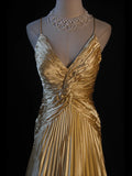 Vintage Mermaid Spaghetti Straps Gold Beaded Bodice Satin Prom Dresses Impress 18th Birthday Outfits Prom Gown HZ0311