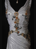 Vintage Mermaid V Neck Silver Gray Lace Beaded Bodice Organza Prom Dresses Impress 18th Birthday Outfits Prom Gown HZ0311