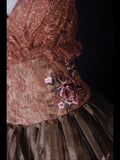 Retro Ball Gown Spaghetti Straps Pink Brown Short 16th Birthday Dress Homecoming Dresses Cocktail Gown HZ0311