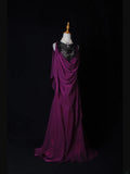 Vintage Mermaid Boat Black Tops Lace Grape Chiffon Appliques Beaded Bodice Long Prom Dresses Impress 18th Birthday Outfits Prom Gown HZ0311