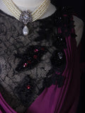 Vintage Mermaid Boat Black Tops Lace Grape Chiffon Appliques Beaded Bodice Long Prom Dresses Impress 18th Birthday Outfits Prom Gown HZ0311