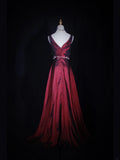 Vintage A line V Neck White Appliqued Bodice Pleated Burgundy Long Prom Dresses Impress 18th Birthday Outfits Prom Gown HZ0311
