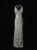 Vintage Sheath Slim V Neck Sequins With Beaded Bodice Long Prom Dresses Impress 18th Birthday Outfits Prom Gown HZ0311