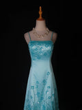 Vintage Mermaid Spaghetti Straps Satin With Beads Bodice Tiffany Blue Long Prom Dresses Impress 18th Birthday Outfits Prom Gown HZ0311