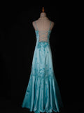 Vintage Mermaid Spaghetti Straps Satin With Beads Bodice Tiffany Blue Long Prom Dresses Impress 18th Birthday Outfits Prom Gown HZ0311