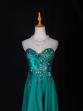 Vintage A line Sweetheart Chiffon High Low Green With Beads Bodice Long Prom Dresses Impress 20th Birthday Outfit Formal Gown HZ0311
