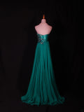 Vintage A line Sweetheart Chiffon High Low Green With Beads Bodice Long Prom Dresses Impress 20th Birthday Outfit Formal Gown HZ0311