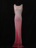 Vintage Sheath Pink Cowl Neck With Beads Bodice Long Prom Dresses Impress 20th Birthday Outfit Formal Gown HZ0311