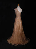 Retro 90s A line One Shoulder Champagne Tulle With Beads Bodice Long Prom Dresses Inspo 18th Birthday Outfit Formal Gown HZ0311