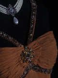 Vintage Mermaid 80s Halter Burnt Orange With Beads Long Prom Dresses Impress 20th Birthday Outfit Formal Gowns HZ0311