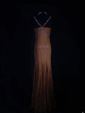 Vintage Mermaid 80s Halter Burnt Orange With Beads Long Prom Dresses Impress 20th Birthday Outfit Formal Gowns HZ0311