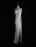 Retro 90s Sheath One Shoulder White Chiffon With Beads Bodice Long Prom Dresses Inspo 18th Birthday Outfit Formal Gown HZ0311