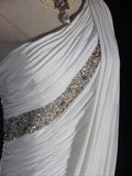 Retro 90s Sheath One Shoulder White Chiffon With Beads Bodice Long Prom Dresses Inspo 18th Birthday Outfit Formal Gown HZ0311
