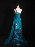 Retro 1960s A line One Shoulder Chiffon With Gold Beads Bodice Long Prom Dresses Inspo 22th Birthday Outfit Formal Gown HZ0311