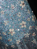 Vintage Mermaid 80s Boat Blue Tulle With Beads Long Prom Dresses Impress 20th Birthday Outfit Formal Gowns HZ0311